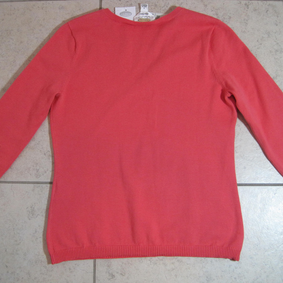TALBOTS CORAL PEACH ORANGE PINK SWEATER PS - Picture 6 of 6